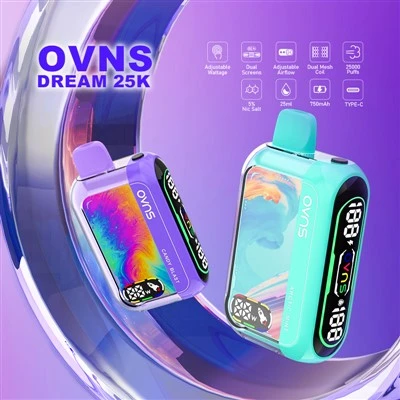 OVNS Dream Vape μιας χρήσης από 25 000 ρουφηξιά με ρυθμιζόμενη ισχύ και διπλή οθόνη